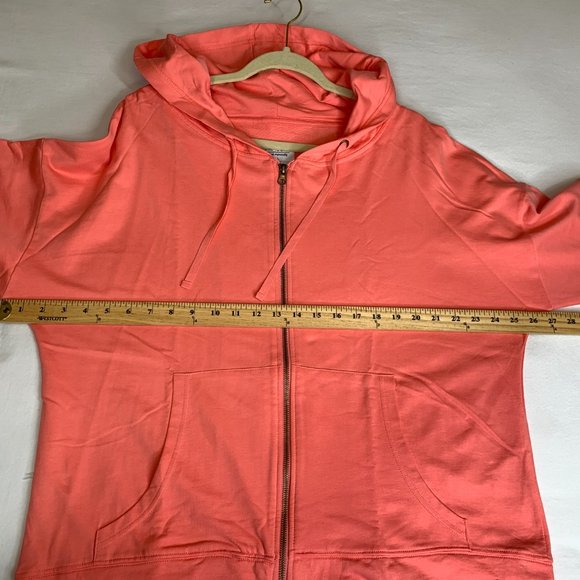 Seed to Style Organic Cotton Solid French Terry Zip-Up Hoodie Coral Large NWT - Picture 9 of 14